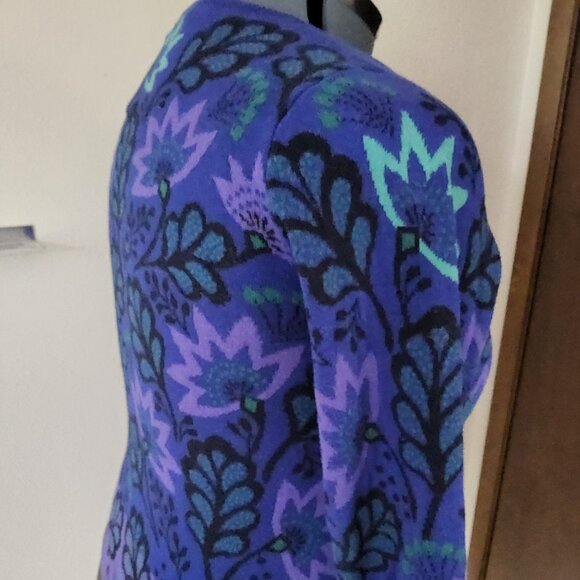 NEW Gudrun Sjoden Beautiful Blue Purple Flower Cardigan Size Small - Picture 2 of 8